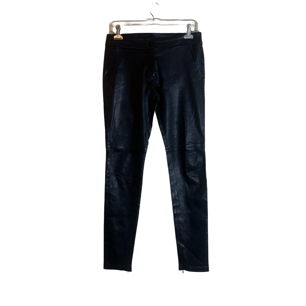 JOSEPH Black Lambskin Leather Pants Zip Ankle Size 36 EU‎ Made in France